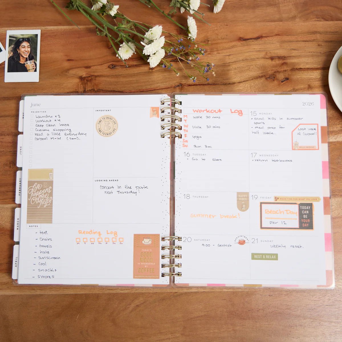 2025–2026 Cafécore Customizable Spiral Planner - Big Dashboard Layout - 12 Months - Image 5