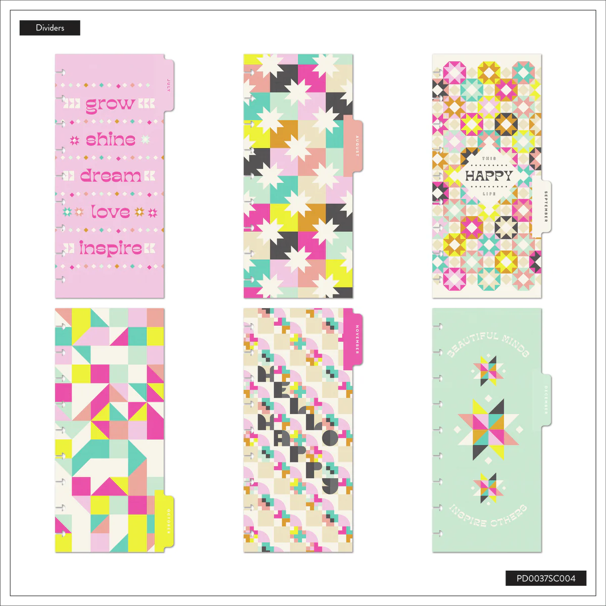 2025–2026 Happy Patchwork Customizable Planner - Skinny Classic Horizontal Layout - 12 Months - Image 11