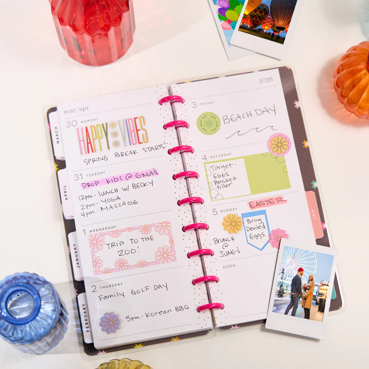 2025–2026 Happy Patchwork Customizable Planner - Skinny Classic Horizontal Layout - 12 Months - Image 2