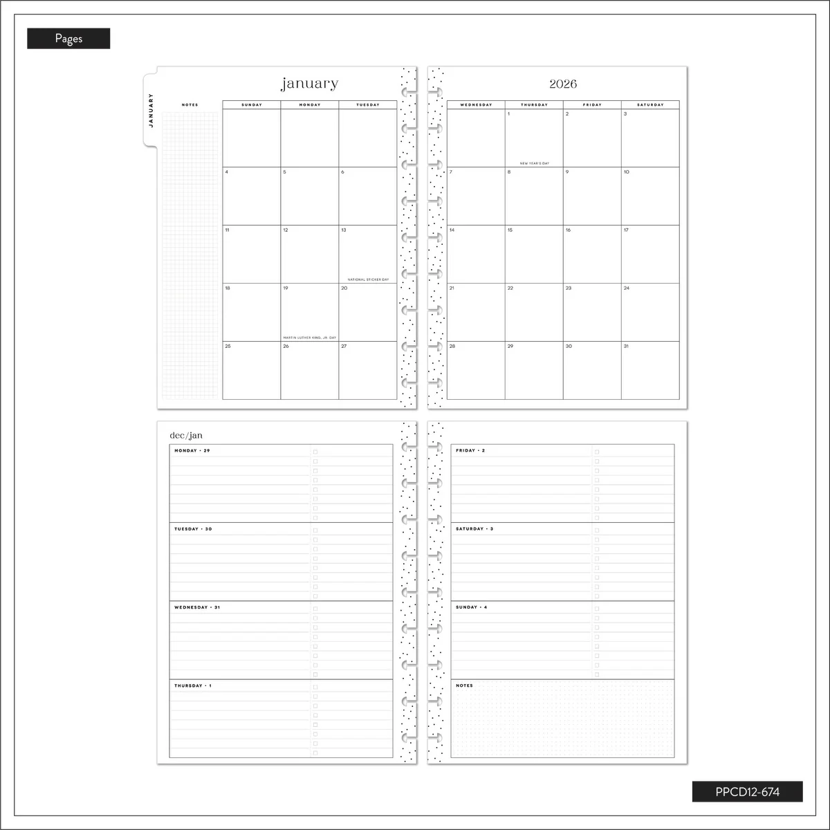 2026 Noir Garden Customizable Planner - Classic Horizontal Layout - 12 Months - Image 17