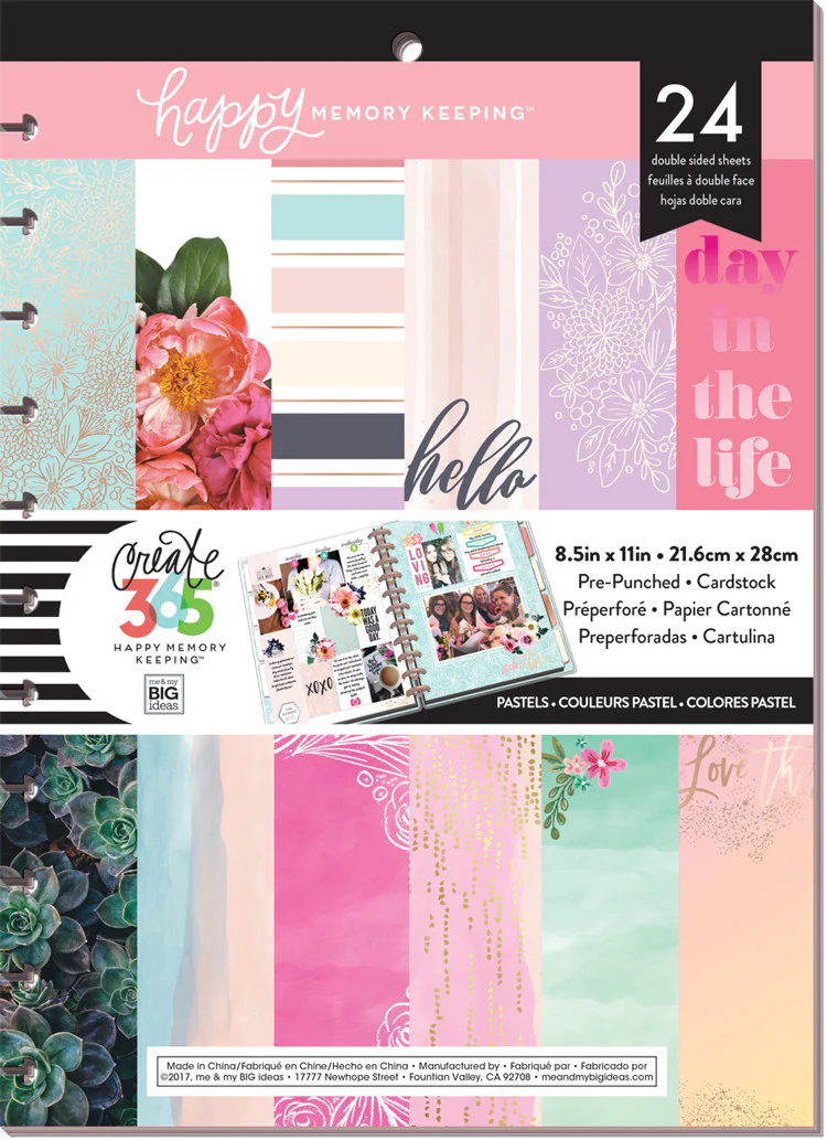 Happy Memory Keeping BIG Pre-Punched Cardstock Pad - Pastels