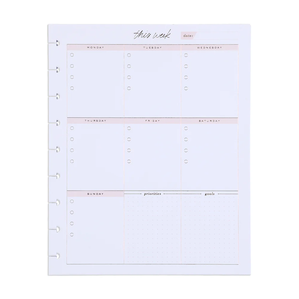 Minimalist Classic Filler Paper - Weekly Schedule