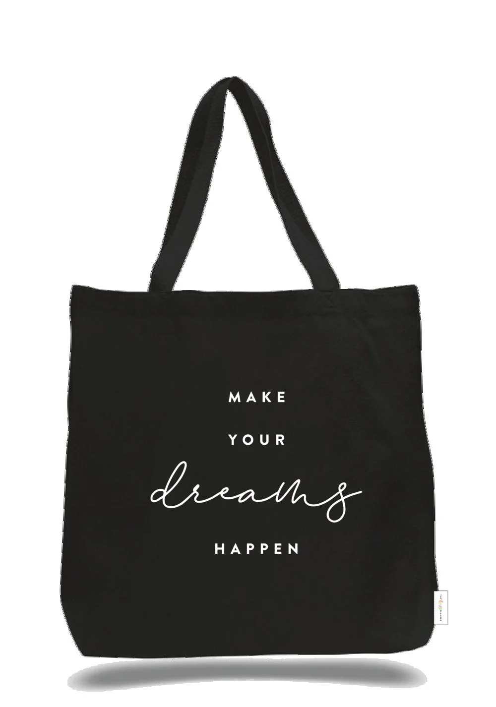 Make Your Dreams Happen Canvas Tote - Black