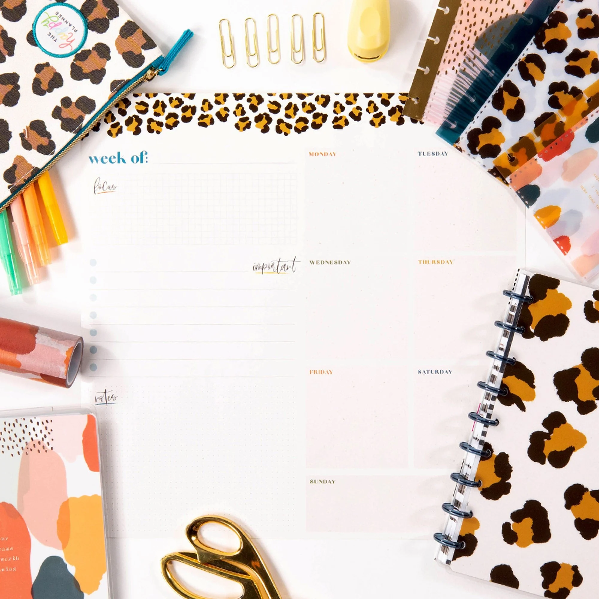 Rolled Weekly Dry Erase Calendar - Leopard
