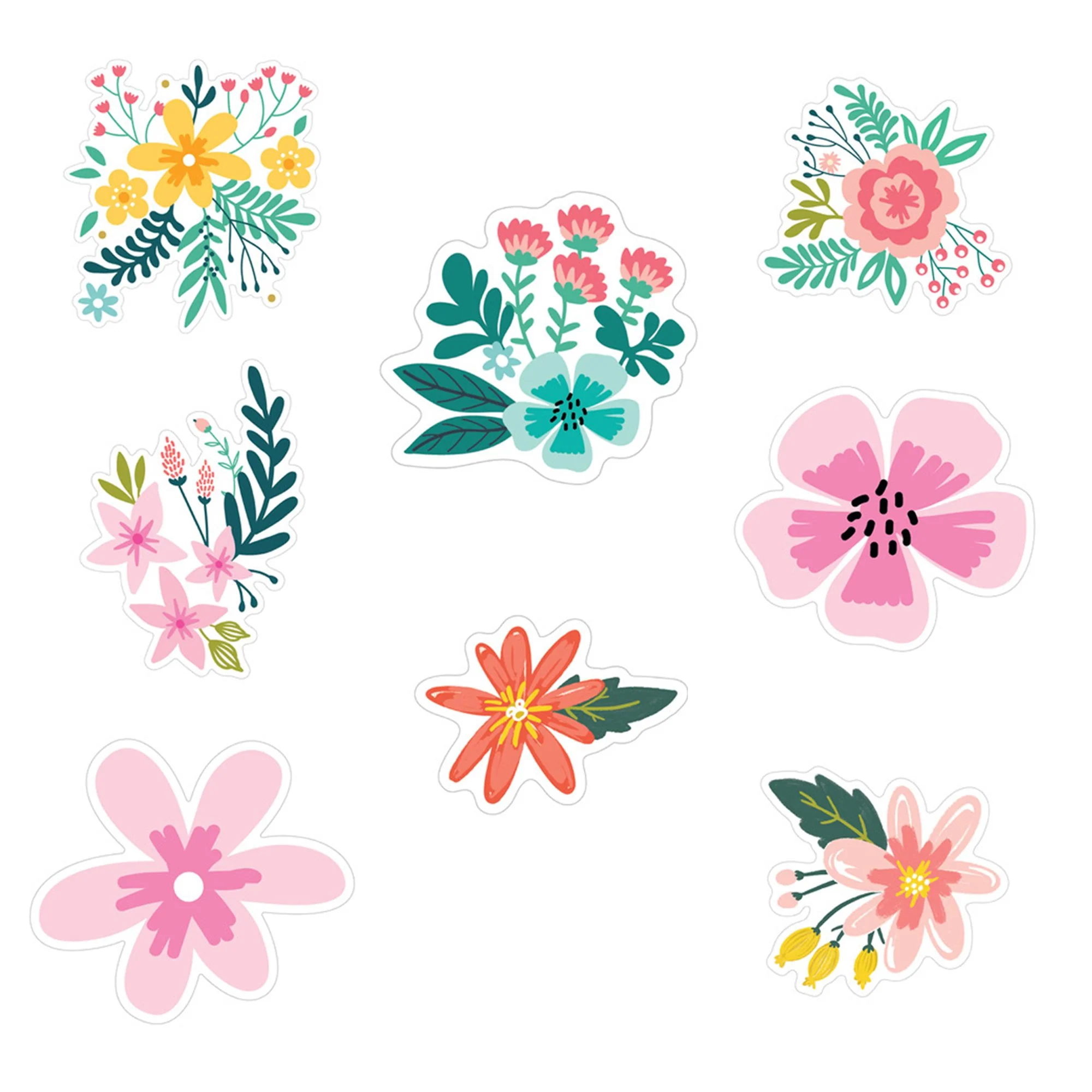 Rustic Floral Die Cut Vinyl Decal Stickers - 8 Pack