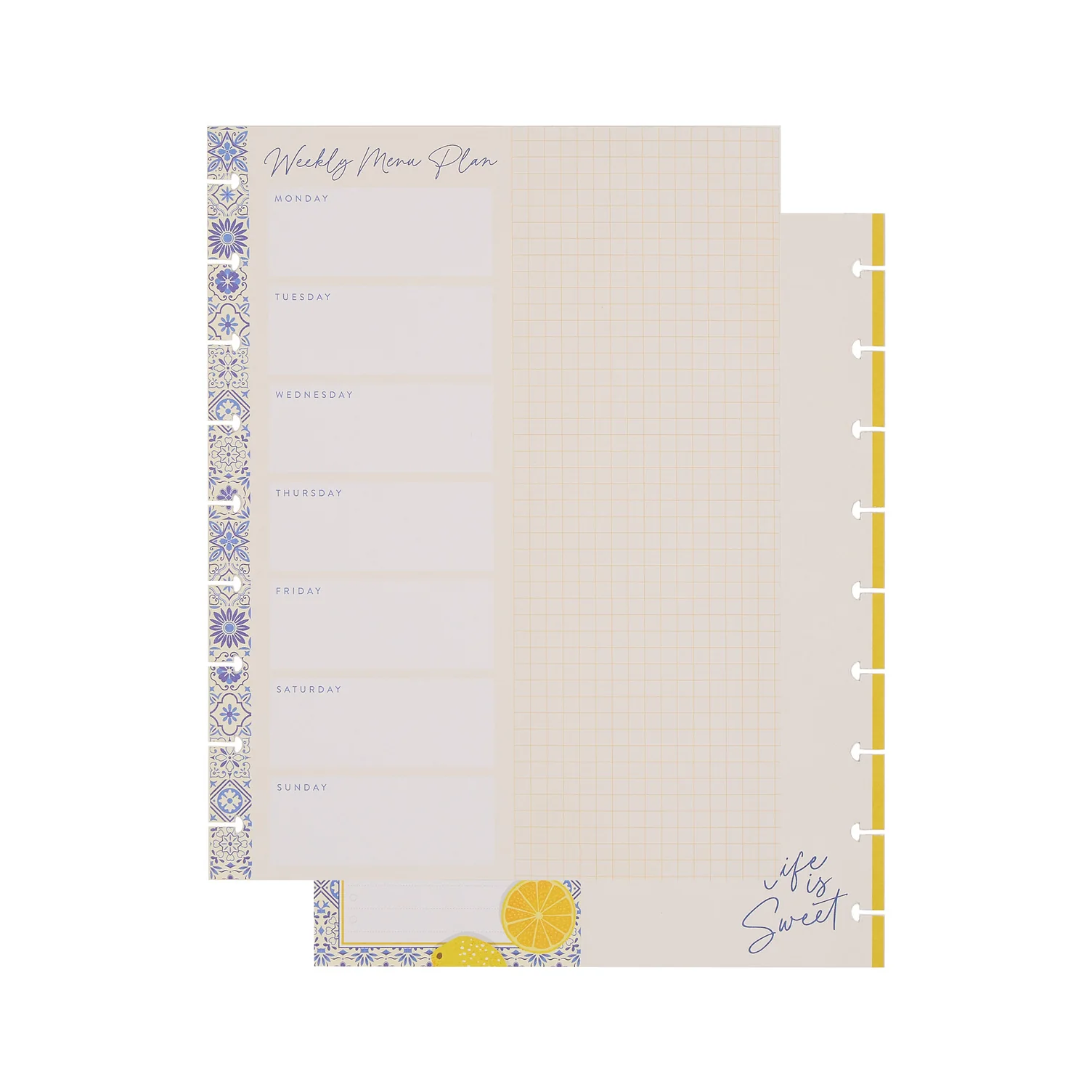 Tuscan Table Meal Planning - Grocery List + Meal Plan Classic Filler Paper - 40 Sheets