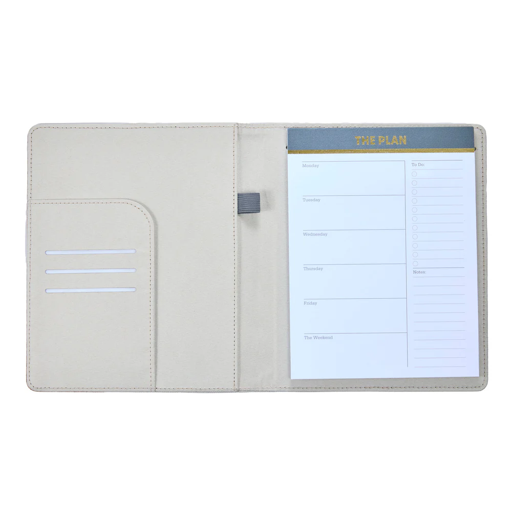 Work + Life Black Shadow - Linen + Cork Notepad Folder - Weekly Overview - 52 Sheets - Image 4
